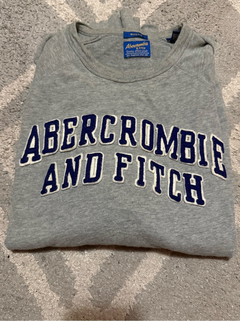 Abercrombie & Fitch Heather Gray Sweatshirt with Blue Label
